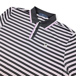 Extracurricular Performance Golf Shirt Mens Large L Black Purple Striped